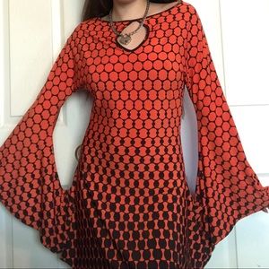 70s Orange Tunic BabyDoll Dress.